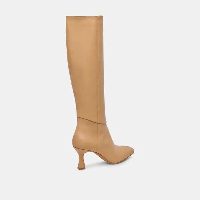 Dolce Vita Gyra Wide Calf Boots Tan Leather Women Boots and Booties