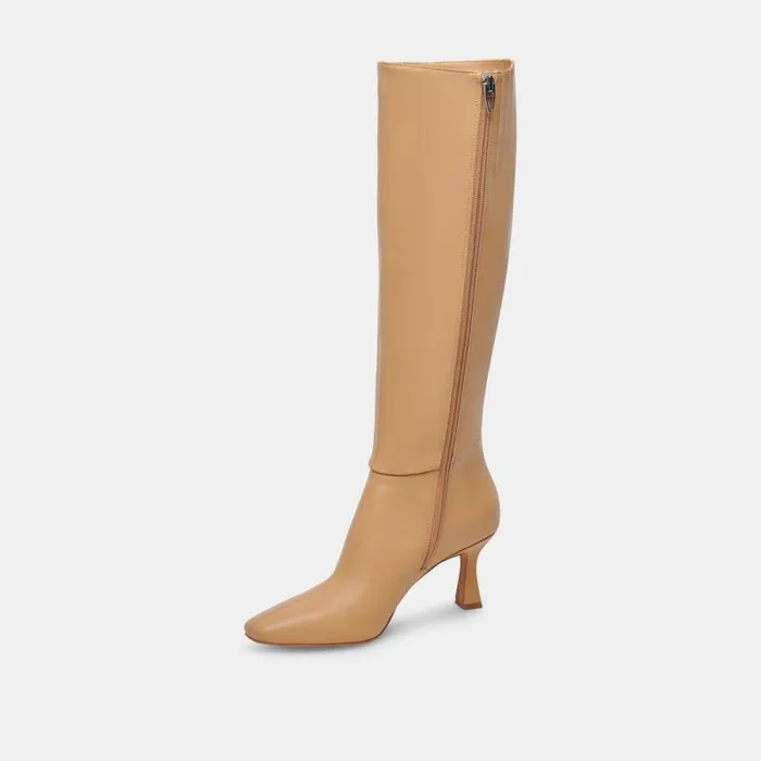 Dolce Vita Gyra Wide Calf Boots Tan Leather Women Boots and Booties