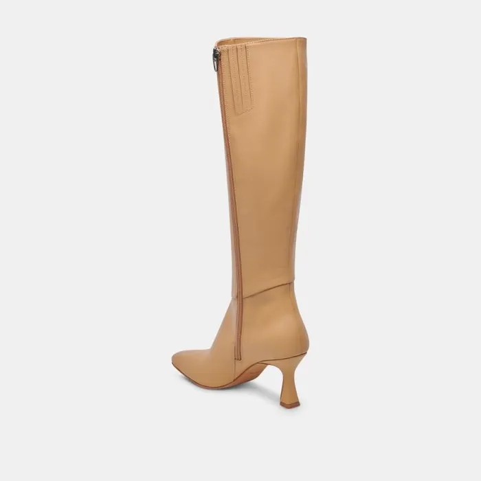 Dolce Vita Gyra Wide Calf Boots Tan Leather Women Boots and Booties