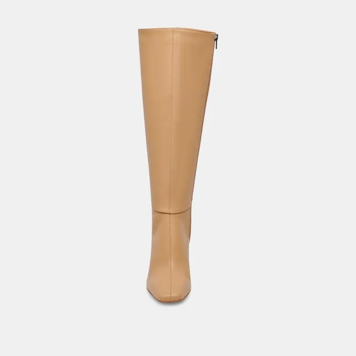 Dolce Vita Gyra Wide Calf Boots Tan Leather Women Boots and Booties