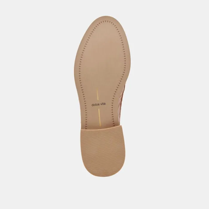Dolce Vita Hardi Loafers Tan Crinkle Patent Women Flats and Loafers