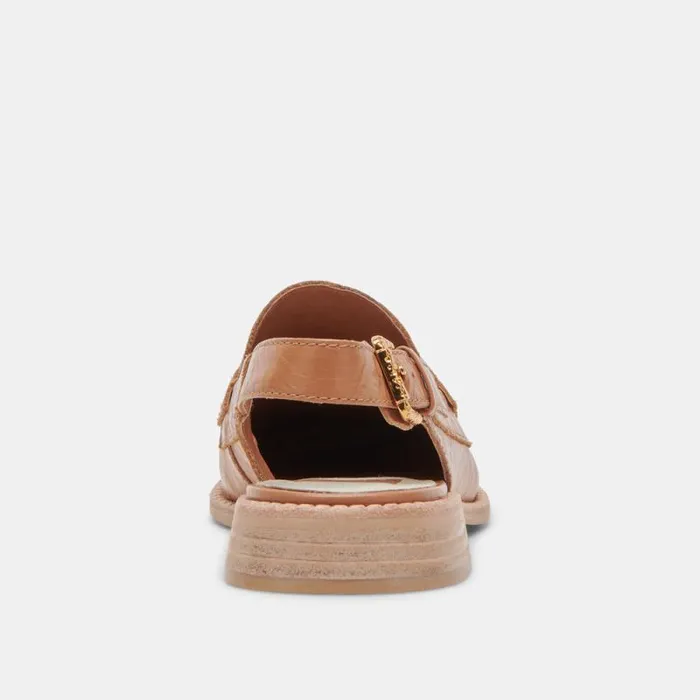 Dolce Vita Hardi Loafers Tan Crinkle Patent Women Flats and Loafers