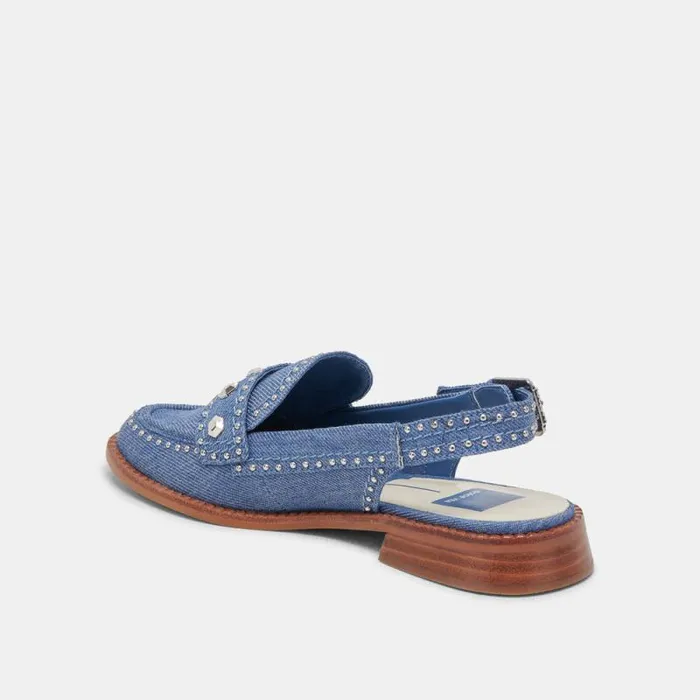 Dolce Vita Hardi Stud Loafers Blue Denim Women Flats and Loafers