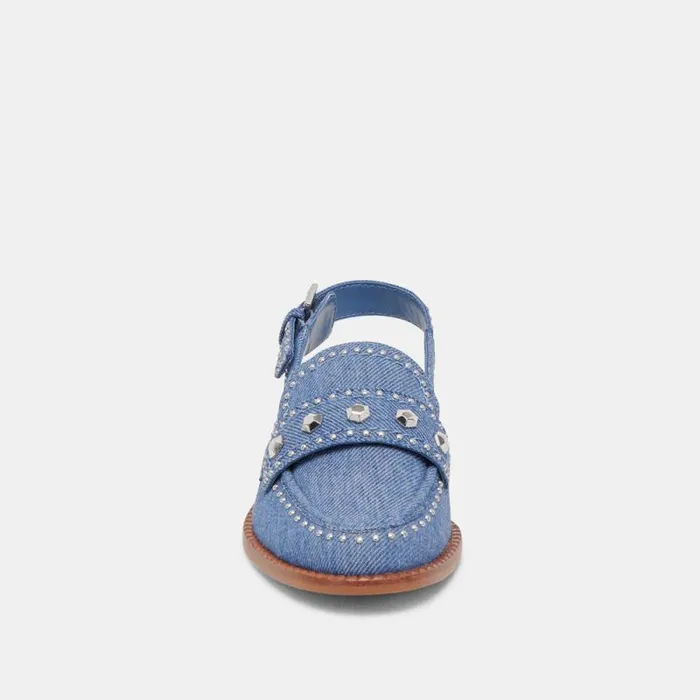 Dolce Vita Hardi Stud Loafers Blue Denim Women Flats and Loafers