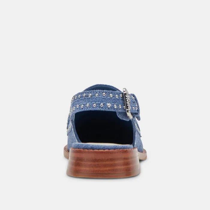 Dolce Vita Hardi Stud Loafers Blue Denim Women Flats and Loafers