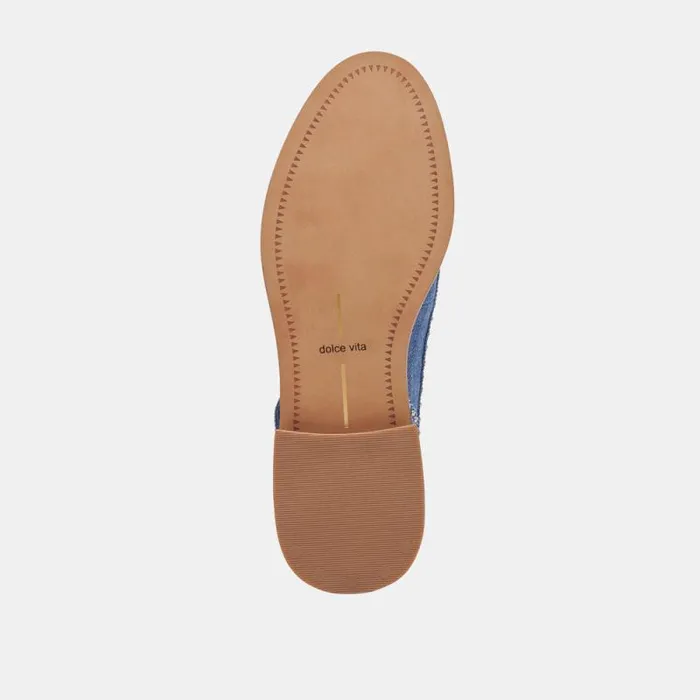 Dolce Vita Hardi Stud Loafers Blue Denim Women Flats and Loafers