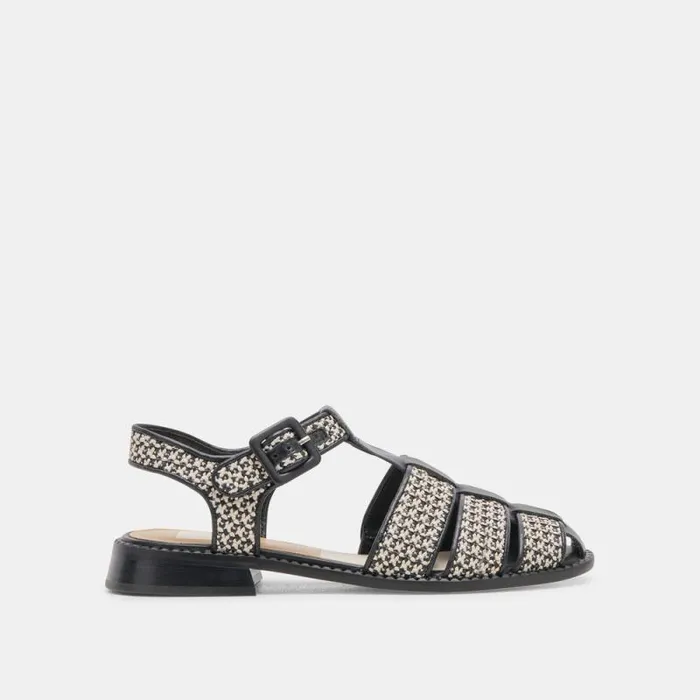 Dolce Vita Holis Sandals Black Multi Raffia Women Sandals