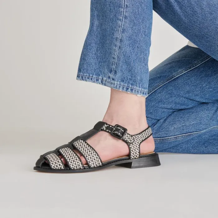 Dolce Vita Holis Sandals Black Multi Raffia Women Sandals