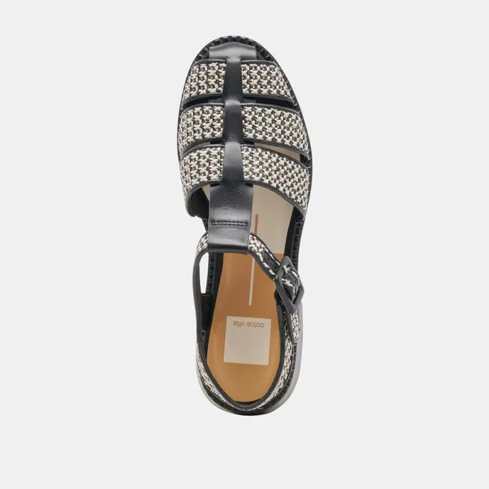 Dolce Vita Holis Sandals Black Multi Raffia Women Sandals