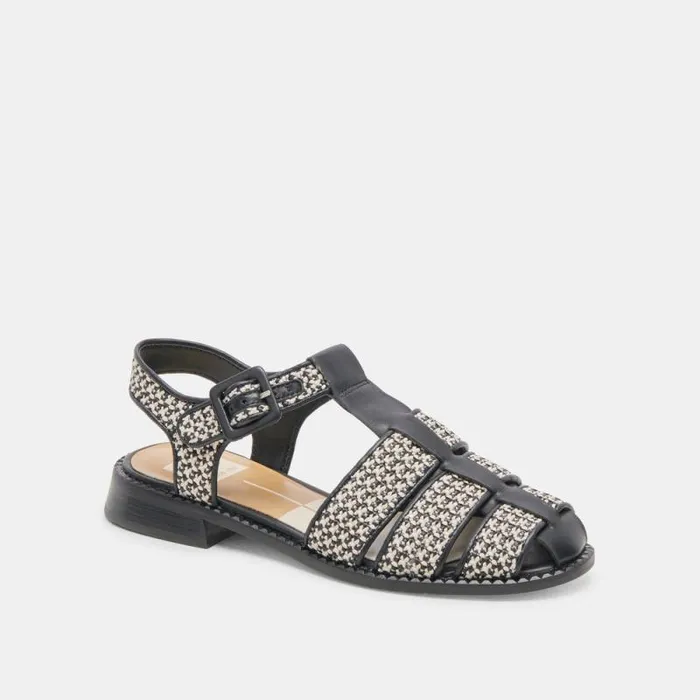 Dolce Vita Holis Sandals Black Multi Raffia Women Sandals