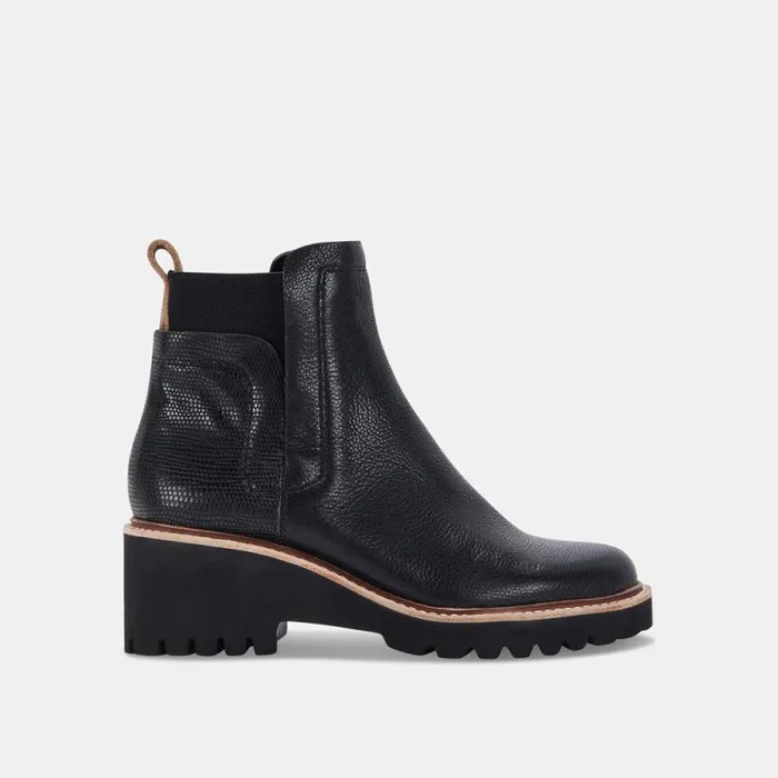 Dolce Vita Huey H2O Boots Black Leather Women Boots and Booties
