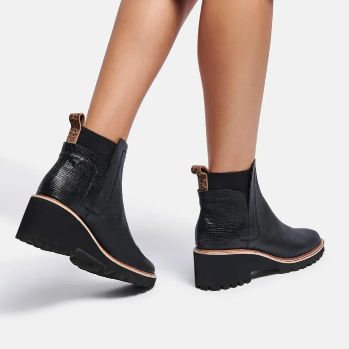 Dolce Vita Huey H2O Boots Black Leather Women Boots and Booties