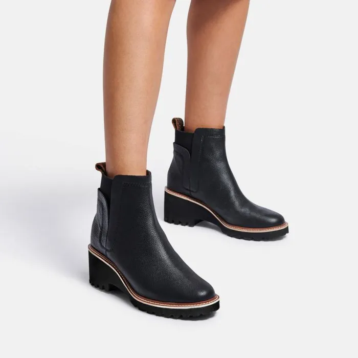 Dolce Vita Huey H2O Boots Black Leather Women Boots and Booties