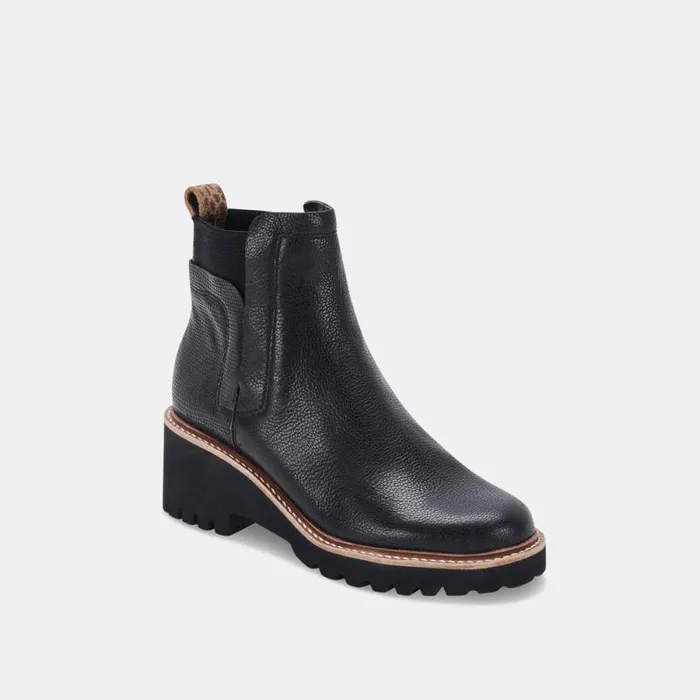 Dolce Vita Huey H2O Boots Black Leather Women Boots and Booties