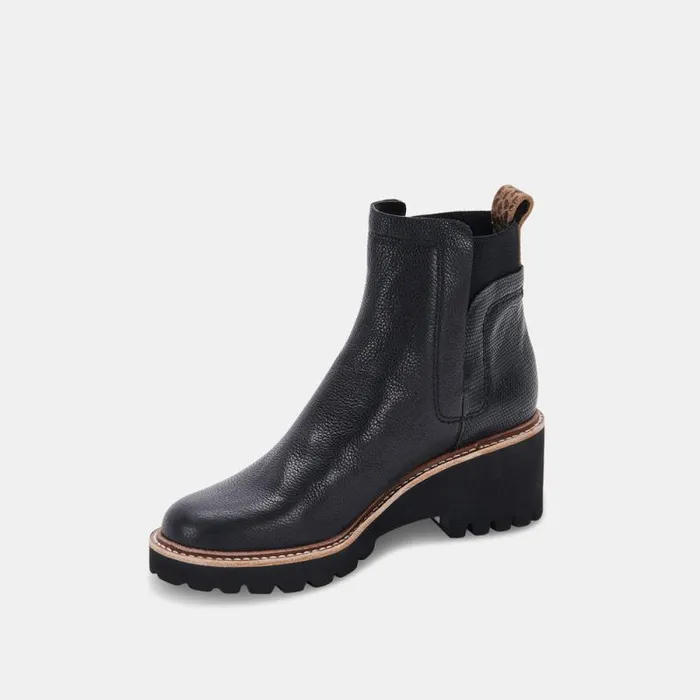 Dolce Vita Huey H2O Boots Black Leather Women Boots and Booties