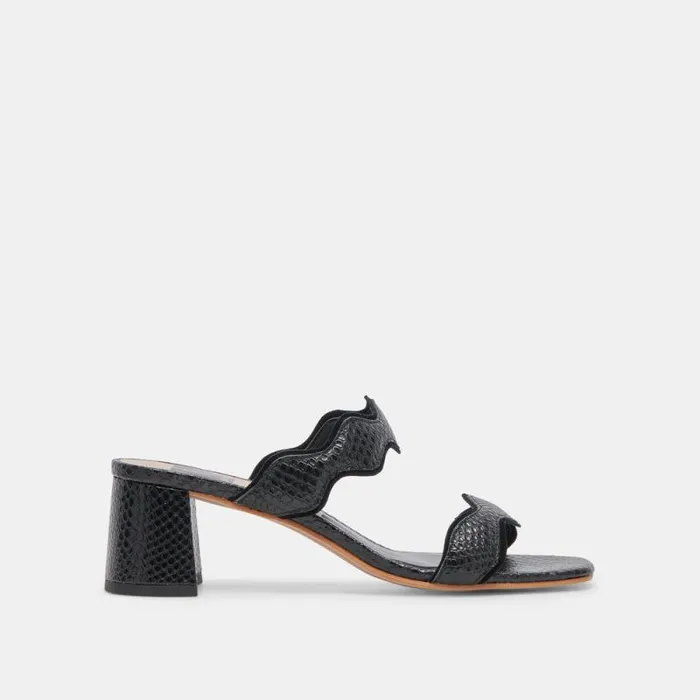 Dolce Vita Ilva Mid Heels Onyx Embossed Leather Women Heels