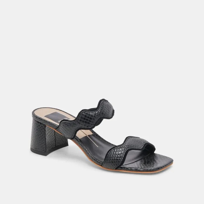 Dolce Vita Ilva Mid Heels Onyx Embossed Leather Women Heels