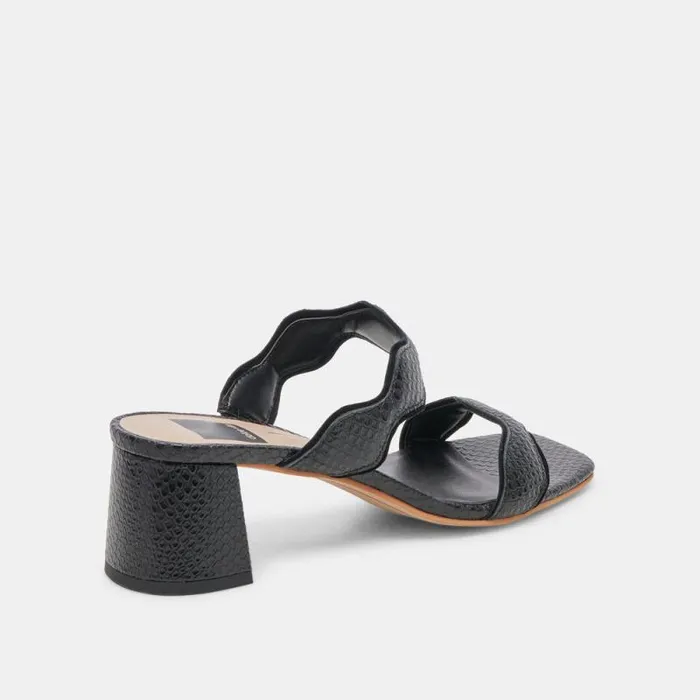Dolce Vita Ilva Mid Heels Onyx Embossed Leather Women Heels