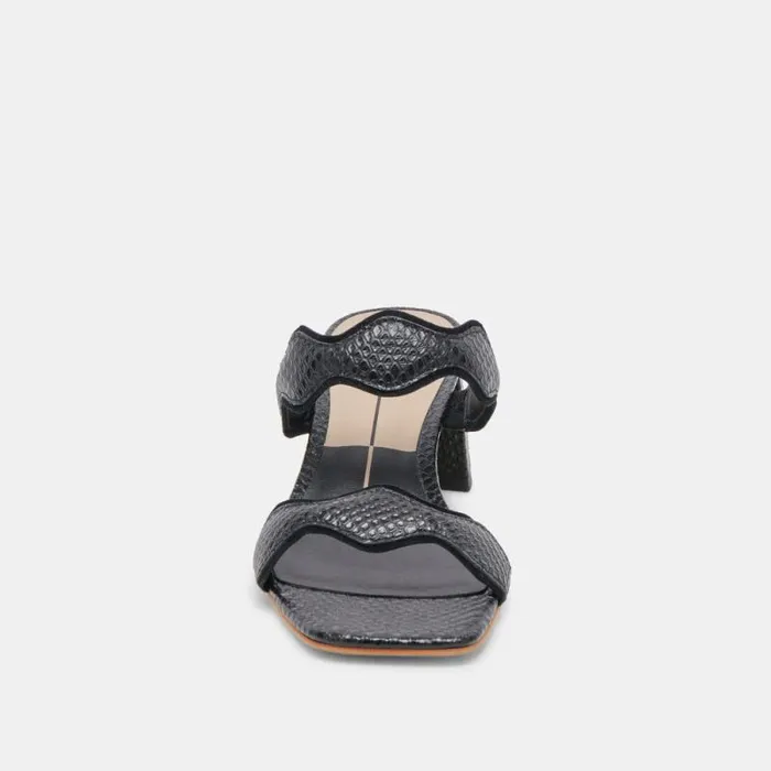 Dolce Vita Ilva Mid Heels Onyx Embossed Leather Women Heels