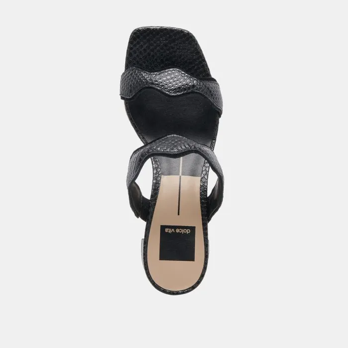 Dolce Vita Ilva Mid Heels Onyx Embossed Leather Women Heels
