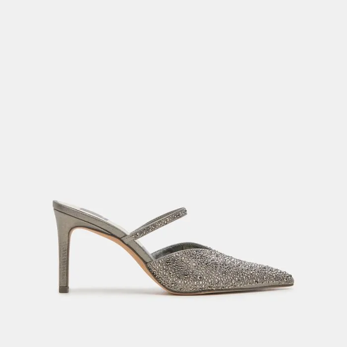 Dolce Vita Kanika Crystal Heels Gunmetal Fabric Women Heels