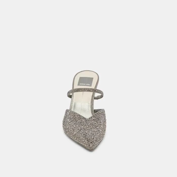 Dolce Vita Kanika Crystal Heels Gunmetal Fabric Women Heels
