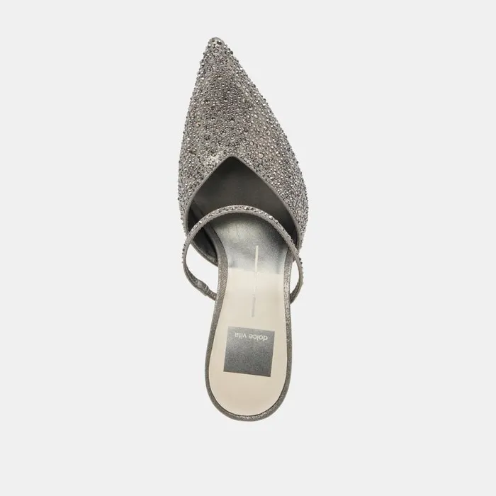 Dolce Vita Kanika Crystal Heels Gunmetal Fabric Women Heels