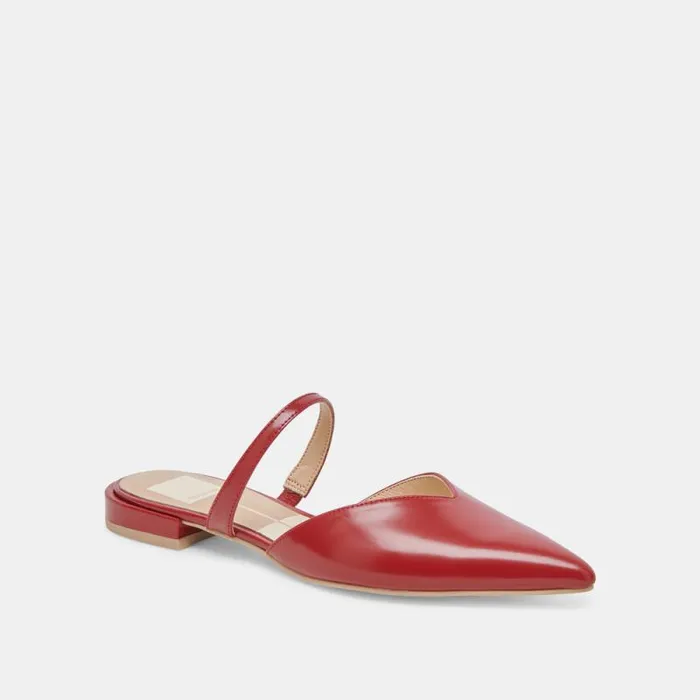 Dolce Vita Kanika Flats Red Crinkle Patent Women Flats and Loafers