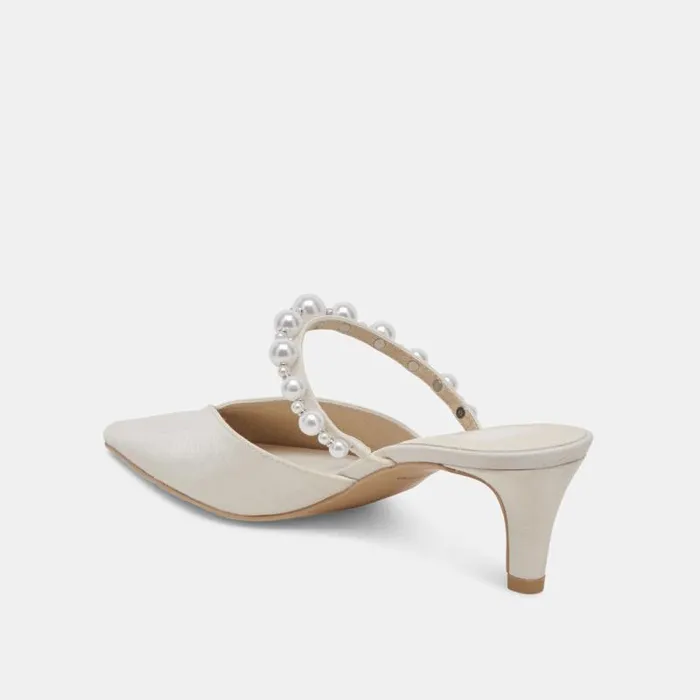 Dolce Vita Kanika Pearl Mid Heels Vanilla Pearls Women Mules and Clogs