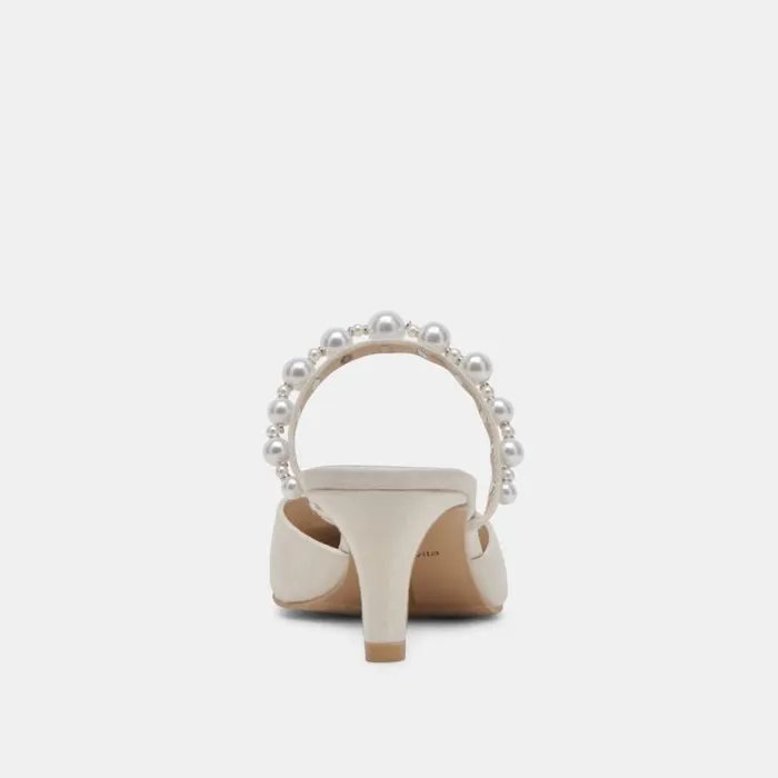 Dolce Vita Kanika Pearl Mid Heels Vanilla Pearls Women Mules and Clogs
