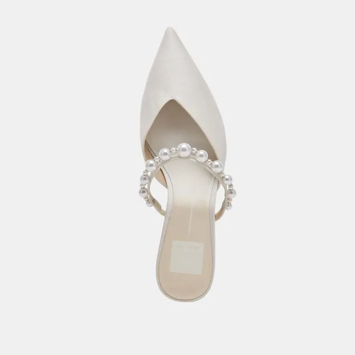 Dolce Vita Kanika Pearl Mid Heels Vanilla Pearls Women Mules and Clogs