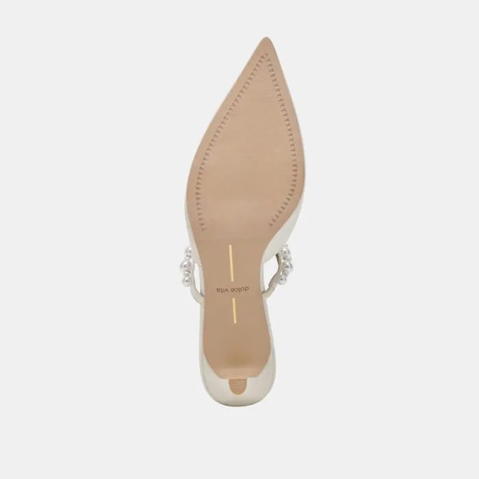 Dolce Vita Kanika Pearl Mid Heels Vanilla Pearls Women Mules and Clogs