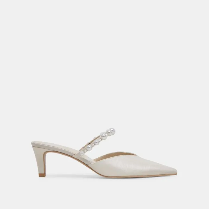 Dolce Vita Kanika Pearl Mid Heels Vanilla Pearls Women Mules and Clogs