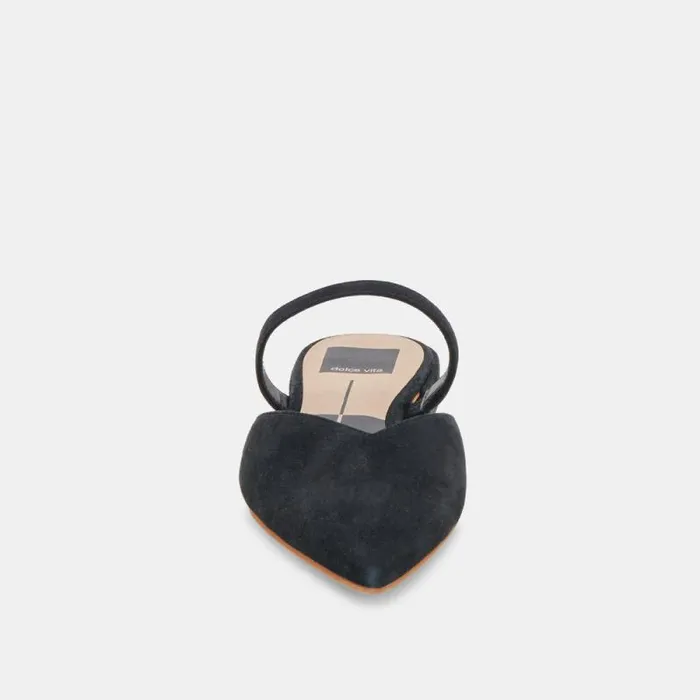 Dolce Vita Kanika Wide Flats Onyx Suede Women Mules and Clogs