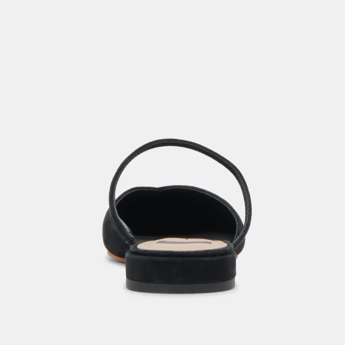 Dolce Vita Kanika Wide Flats Onyx Suede Women Mules and Clogs