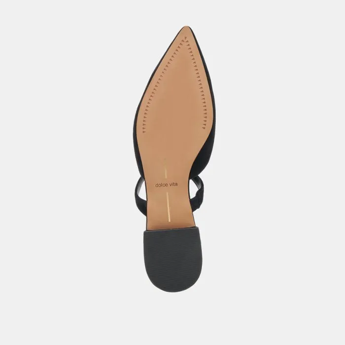 Dolce Vita Kanika Wide Flats Onyx Suede Women Mules and Clogs