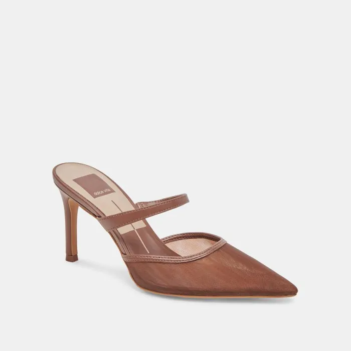 Dolce Vita Katik Wide Heels Espresso Mesh Women Heels