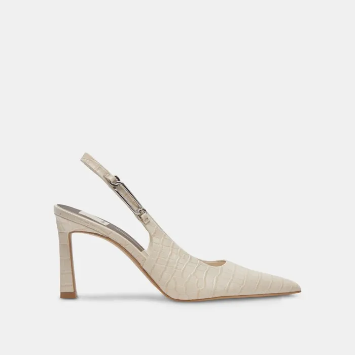 Dolce Vita Krista Heels Sand Embossed Leather Women Heels