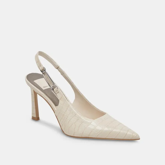 Dolce Vita Krista Heels Sand Embossed Leather Women Heels