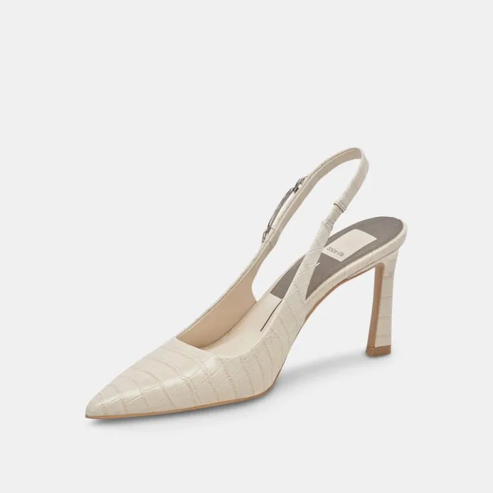 Dolce Vita Krista Heels Sand Embossed Leather Women Heels