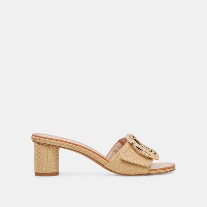 Dolce Vita Laika Heels Lt Natural Raffia Women Sandals