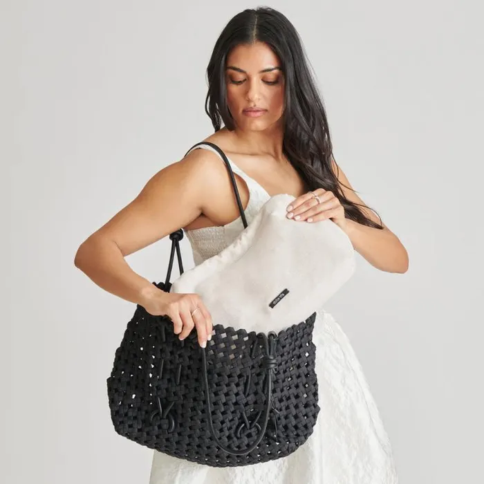 Dolce Vita Logan Tote Black Woven Women Handbags
