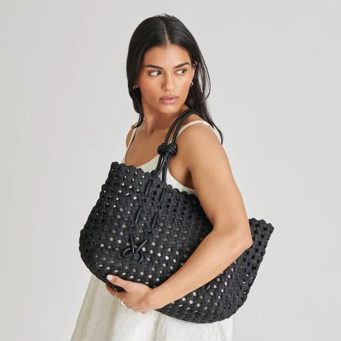 Dolce Vita Logan Tote Black Woven Women Handbags