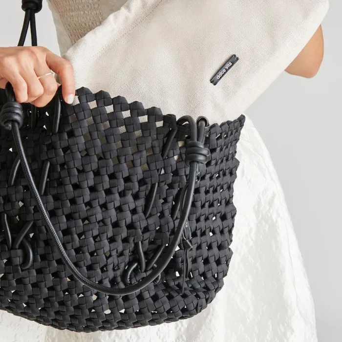 Dolce Vita Logan Tote Black Woven Women Handbags