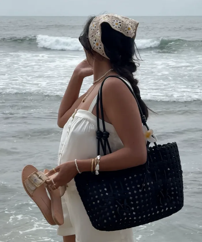 Dolce Vita Logan Tote Black Woven Women Handbags