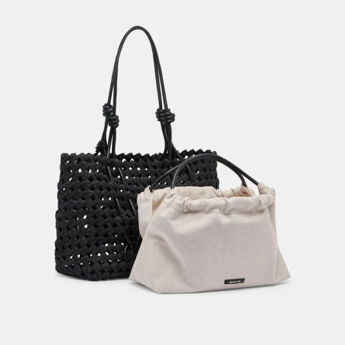 Dolce Vita Logan Tote Black Woven Women Handbags