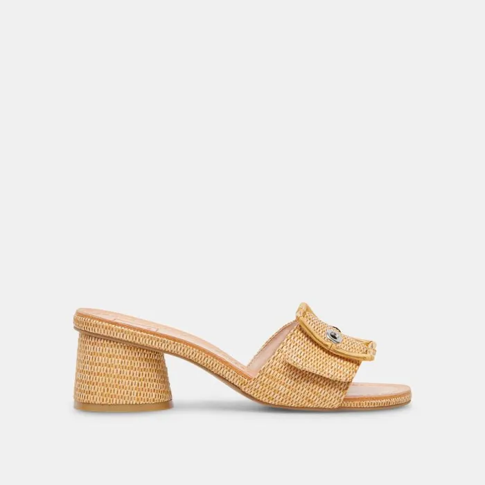Dolce Vita Lucey Heels Warm Natural Raffia Women Sandals