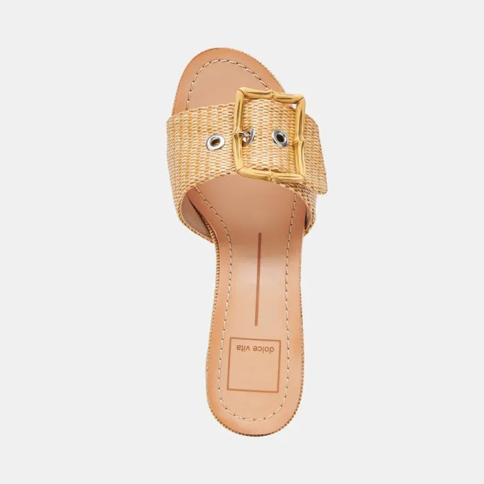 Dolce Vita Lucey Heels Warm Natural Raffia Women Sandals