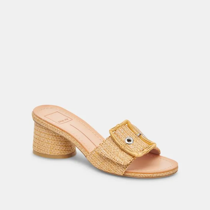 Dolce Vita Lucey Heels Warm Natural Raffia Women Sandals