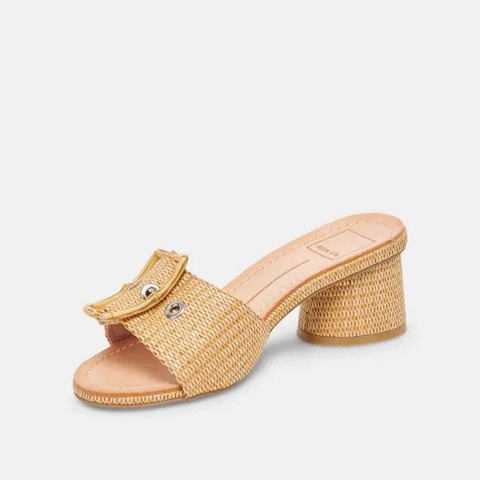 Dolce Vita Lucey Heels Warm Natural Raffia Women Sandals
